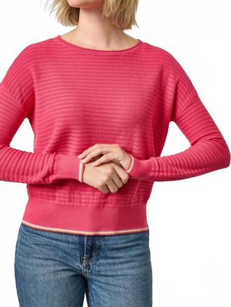 Lilla P Tipped Hem Wide Neck Sweater In Azalea