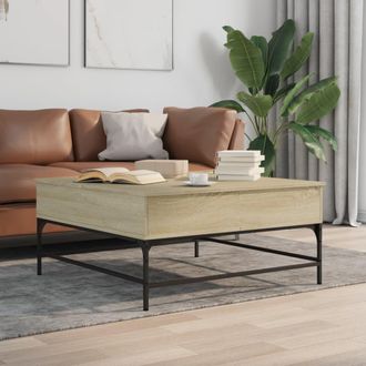 vidaXL Mesa De Centro Madera Ingenier&iacute;a Metal Roble Sonoma 95x95x45 Cm Vidaxl