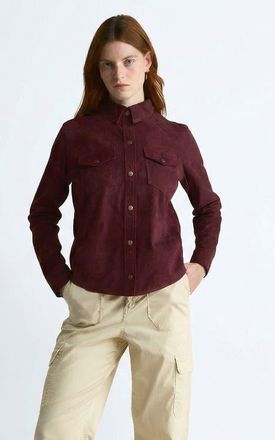 FURNIQ Juliet Suede Shirt in Burgundy at Nordstrom, Size X-Small