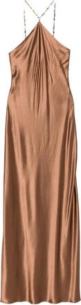 Staud Cadence Halter Neck Gown - Dames - Avondkleed - Bruin - XS - Polyester - Kleedjes