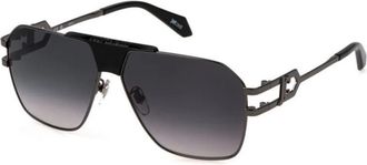 Just Cavalli Shiny Gun Smoke Gradient Zonnebril - Heren - Zonnebrillen - Grijs - 62 MM - Accessoires