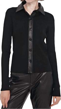 Toccin Jordan Vegan Leather Rib Top In Jet Black