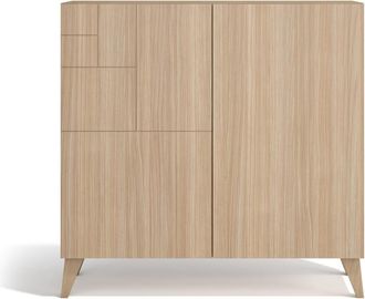 HERDASA Zapatero de melamina nogal claro patas nogal claro 87x90x27 cm