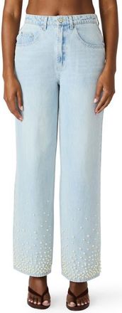Steve Madden Sydnee Beaded Straight Leg Jeans in Sulphur Spring at Nordstrom, Size 24