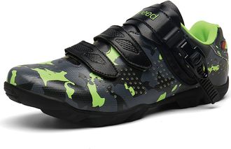 Generic Mens Breathable Anti-Slip Road Bike Cycling Shoes - Multifunctional Indoor Outdoor Sneakers for Cycling Hiking (Light Green,10.5)