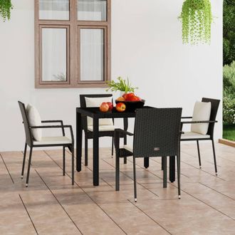 vidaXL Vidaxl - Sillas De Jard&iacute;n Con Cojines 4 Unidades Rat&aacute;n Sint&eacute;tico Negro