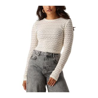 Notre-V Nv-Gyan Top - Dames - Longsleeves - Beige - XS - Polyester - Tops