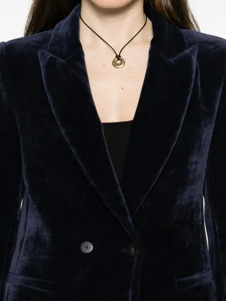 Forte_Forte Velvet Double-Breasted Blazer - Navy