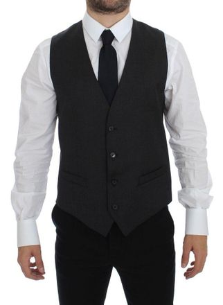 Dolce & Gabbana Mens Vest Classic Fit Formal Wear - Dark Grey Wool - Size EU 48 (Mens)