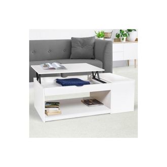 IDMarket Tavolino elea sollevabile con scatola in legno bianco