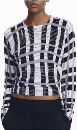 Desigual Truien & Vesten, Dames, Veelkleurig, XS, Witte Viscose Dames Trui Trendsetter