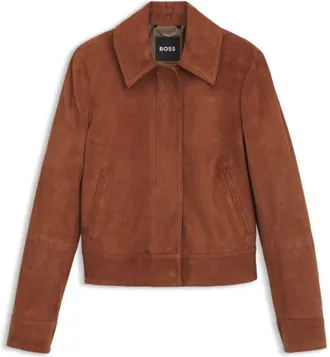 BOSS Suede jacket with covered zipper closure
