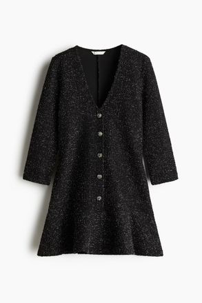 H&M Glitzerndes Boucl&eacute;-Kleid - Schwarz