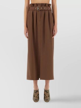 Dries Van Noten belted midi wool skirt pleated design
