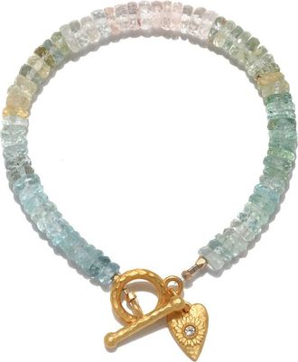 Satya Jewelry Tranquil Spirit Aquamarine Heart Toggle Bracelet in Gold at Nordstrom