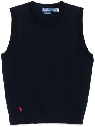 Polo Ralph Lauren logo-embroidered tank top - women - Elastane/Nylon/Cotton - S - Blue