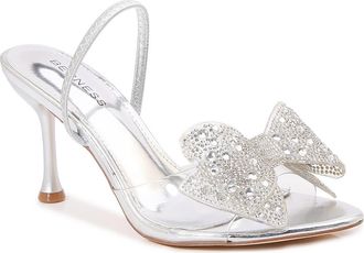 Berness Fonda Crystal Embellished Bow Sandal in Silver at Nordstrom Rack, Size 7.5