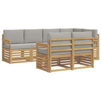 vidaXL Conjunto De Sof&aacute;s De Exterior 7 Pcs Blanco Y Gris Claro Vidaxl