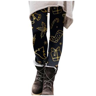 Generic Christmas Legging for Womens High Waisted Womens Christmas Leggings Printed Thin Long Winter Thermal Pants Sparkly Christmas Yoga Leggings for Ladies 