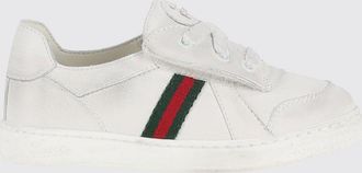 Gucci Sneakers da bambino in pelle con nastro Web e chiusura a strappo