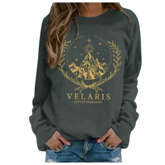 Generic WomenS Fourth Wing Sweatshirt Without Hood with Velaris City of Starlight Fantasy Graphic Print Crew Neck Long Sleeve Casual Pullover Winter Funny Lad