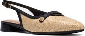 Clarks Natalyn Pointed Toe Slingback Flat in Natural Raffia at Nordstrom Rack, Size 9.5