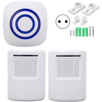 OEM Timbre Inal&aacute;mbrico Con Alarma, Sensor De Movimiento, Detector De Alerta Con 2 Y 1 Receptores, 38 Melod&iacute;as, Para Hogar, Oficina Y Tienda, Enchufe Europ