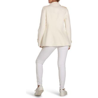 Belle & Bloom Bad Girl Wool Blend Moto Coat in Cream at Nordstrom, Size X-Large