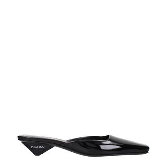Prada Black Leather Flat Womens Sandals