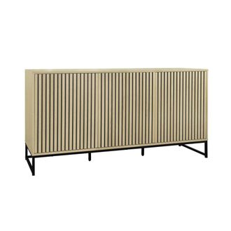 Sweeek Aparador de 3 puertas contempor&aacute;neo acanalado efecto madera, 160cm