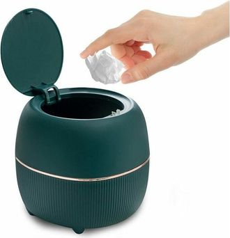 OEM Mini Papelera Redonda De Oficina Con Tapa, De Pl&aacute;stico, Para El Hogar, La Cocina, El Ba&ntilde;o Y La Oficina (verde)
