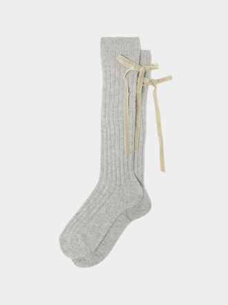 Maria La Rosa Womens College Velvet Bow Cashmere Knee-High Socks One Size