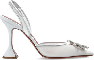 Amina Muaddi Begum Mesh Sling 95 - Dames - Pumps - Wit - 35 EU - Leer - Schoenen