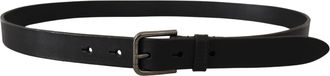 Dolce & Gabbana Mens Black Calf Leather Logo Engraved Metal Buckle Belt