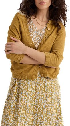 Seasalt Cornwall Pentire Steps Organic Cotton & Linen Cardigan in Knit Melange Tansy at Nordstrom, Size 14 Us