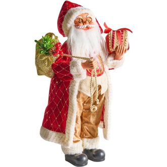 Beliani Decoraci&oacute;n De Navidad Pap&aacute; Noel Figura De Pie Adorno Navide&ntilde;o Rojo Ramvatn