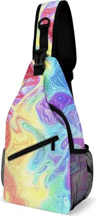 Generic Colored Water Ripples Unisex Shoulder Bags Casual Crossbody Chest Bag Sling Backpack for Hiking Cycling Travel