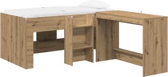 vidaXL Cama Alta Para Ni&ntilde;os Con Escritorio 2 Uds. Roble Artisan Vidaxl