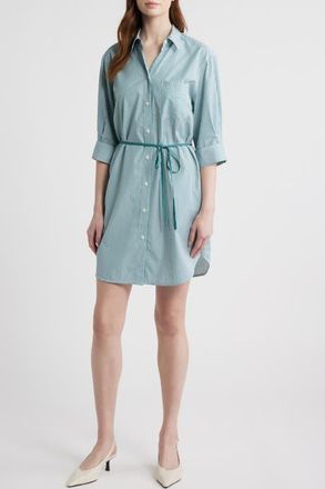 Rag & Bone Lucia Stripe Mini Shirtdress in Teal Stripe at Nordstrom, Size Xx-Small
