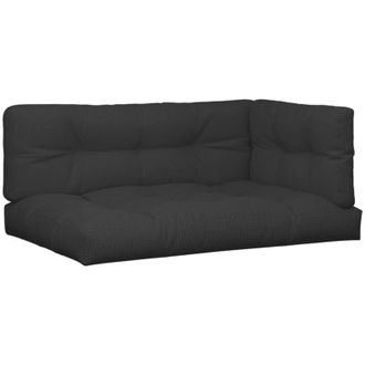 vidaXL Cojines Para Pal&eacute;s 7 Piezas Tela Negro Vidaxl