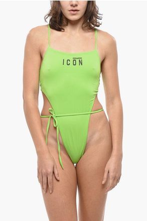 Dsquared2 ICON Solid Color One-Piece Swimsuit with Contrasting Logo size 42