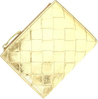 Bottega Veneta Gold Leather Wallet (Bi-Fold) (Pre-Owned)