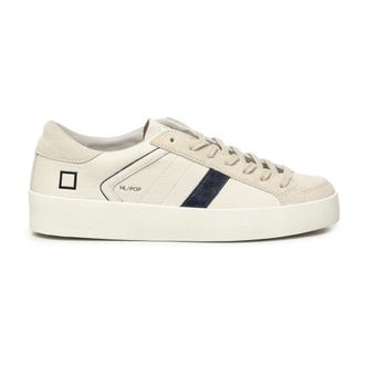D.A.T.E. Sneakers, male, White, Size: 11 US White Leather Sneakers with Blue Suede
