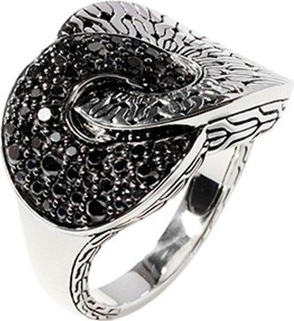 John Hardy Silver Treated Black Sapphire & Black Spinel Essentials Ring
