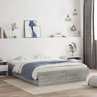 Berkfield Home Bed Frame with Drawers without Mattress Grey Sonoma 140x200 cm