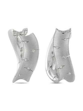 Roberto Coin 18K white gold Convex diamond hoop earrings - Silver