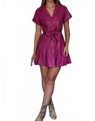 Fate Leather Lola Mini Dress In Magenta