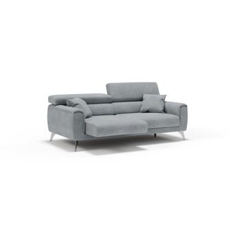 Divani.Store Caravaggio Sof&aacute; Con Asientos Deslizantes En Tela Suave E Impermeable 199 Cm Gris Claro