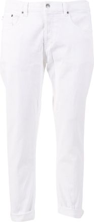 Dondup White Icon Tapered Cuffed Straight-Leg Pants