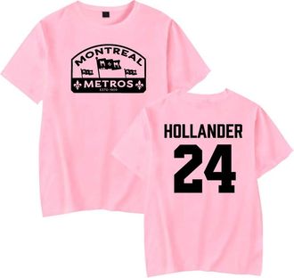 Generic Heated Rivalry Hollander 24 Merch T-Shirt Unisex Casual Crewneck Short Sleeve Tee (XXL,Pink)